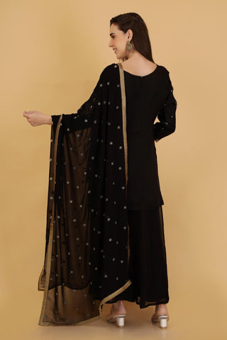 Women Aari Work Top with Sharara & With Dupatta