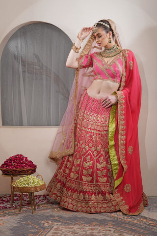 CORAL OMRE BRIDAL LEHENGA SET