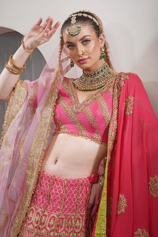 CORAL OMRE BRIDAL LEHENGA SET