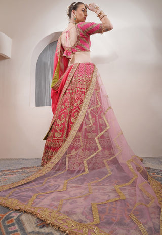 CORAL OMRE BRIDAL LEHENGA SET