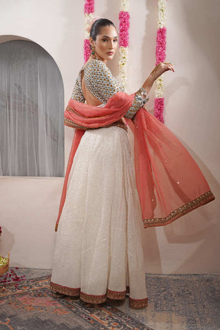 OFF WHITE AND RUST LEHENGA SET