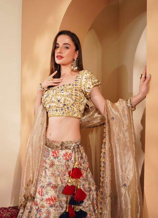 Flair Printed Lehenga with Silk Blouse & Pure Tissue Dupatta
