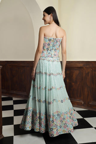 Embroidered Sequnnied Georgette Ready to Wear Lehenga & Blouse With Dupatta