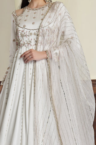 Women Embroidered Satin Fit & Flare Maxi Ethnic Dresses
