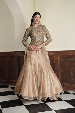 Embroidered Tissue Ready to Wear Lehenga & Blouse With Dupatta