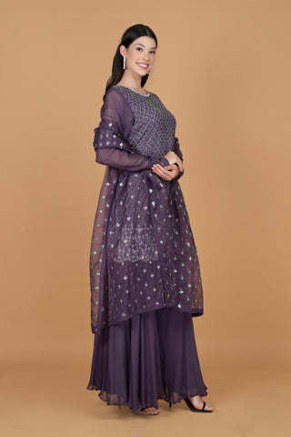 Women Ethnic Motifs Embroidered Regular Kurti with Sharara & With Dupatta
