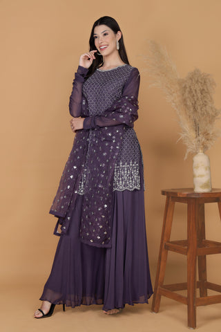 Women Ethnic Motifs Embroidered Regular Kurti with Sharara & With Dupatta