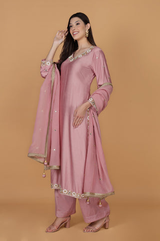Women Floral Embroidered Regular Aari Work Kurta with Palazzos & With Dupatta