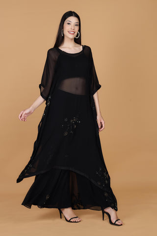 Women Woven Design Embroidered Kurta with Sharara