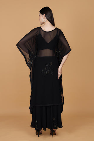 Women Woven Design Embroidered Kurta with Sharara