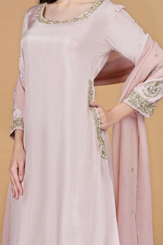 Women Ethnic Motifs Embroidered Silk Kurta with Palazzo & Dupatta
