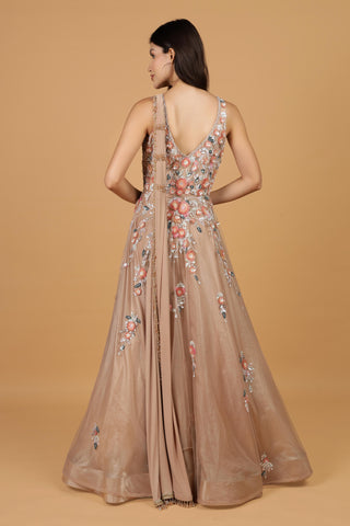 Women Floral Embroidered Maxi Ethnic Dress