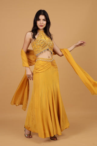 Women Embroidered Beads and Stones Lehenga Choli With Dupatta