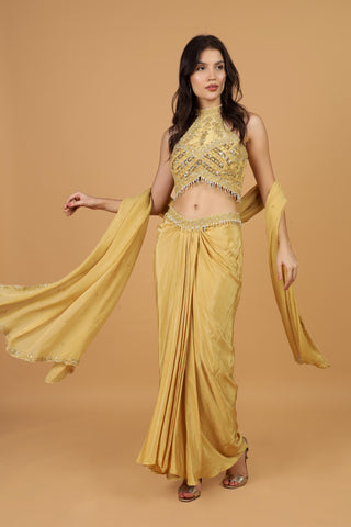 Embroidered Sequnnied Skirt With Bulouse & Dupatta