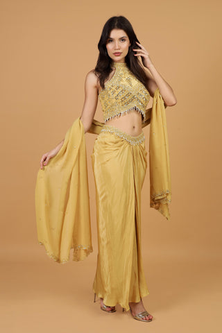 Embroidered Sequnnied Skirt With Bulouse & Dupatta