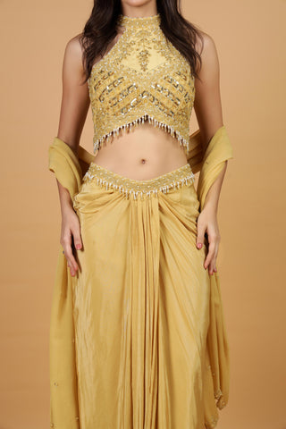 Embroidered Sequnnied Skirt With Bulouse & Dupatta