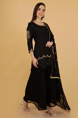 Women Aari Work Top with Sharara & With Dupatta