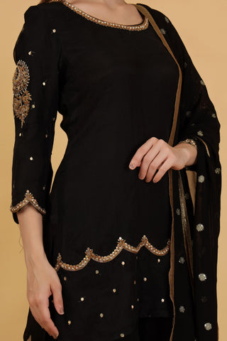 Women Aari Work Top with Sharara & With Dupatta