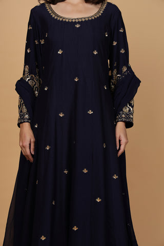 Noor Anarkali Kurta Set - Midnight Blue
