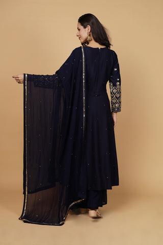 Noor Anarkali Kurta Set - Midnight Blue