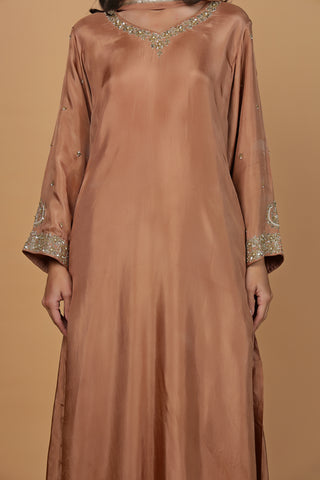 Noor Anarkali Kurta Set - Rust