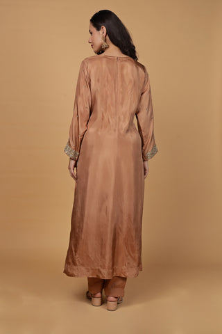Noor Anarkali Kurta Set - Rust