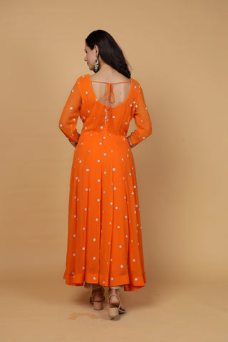 Noor Anarkali Kurta Set - Burnt Orange