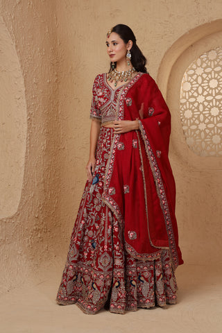 Roohani Rang Bridal Lehenga Set - Maroon