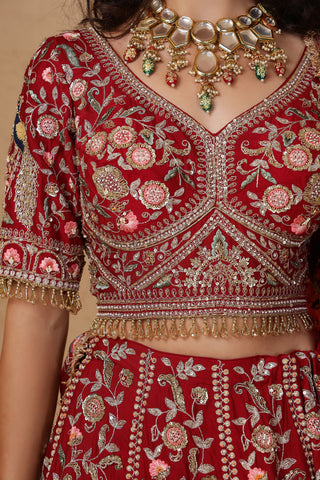 Roohani Rang Bridal Lehenga Set - Maroon