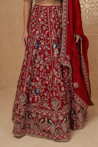 Roohani Rang Bridal Lehenga Set - Maroon