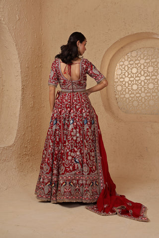 Roohani Rang Bridal Lehenga Set - Maroon