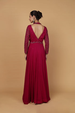 Aayat Cutdana Anarkali Set - Wine