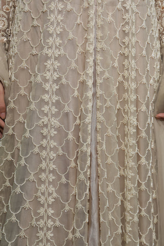 Lusture Luxe Lehenga Set with Jacket & Dupatta - Light Fawn