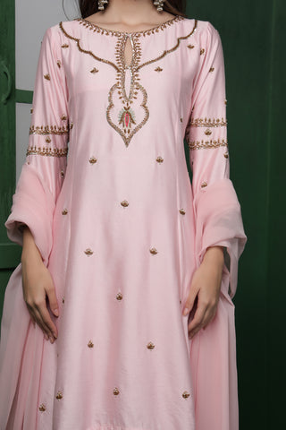Soft Blossom Elegant Kurta Set - Blush Pink