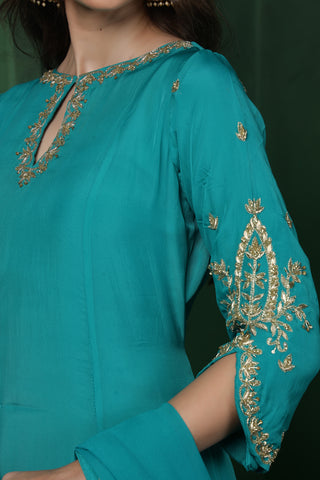 Azure Aura Kurta Set - Teal