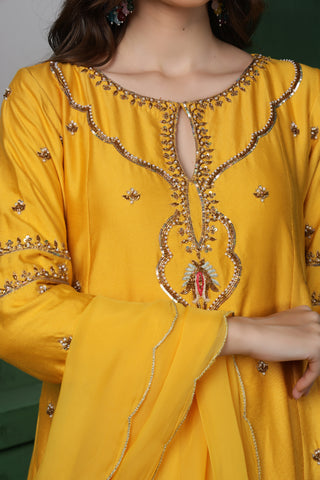 Kesar Noor Sharara Set - Yellow Blossom