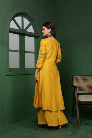 Kesar Noor Sharara Set - Yellow Blossom