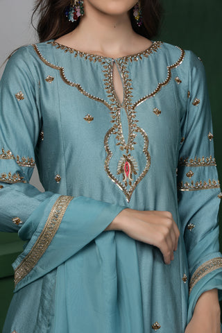 Tarang Blue Kurta Set - Dull Teal