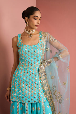 Ziya Turquoise Sharara Set