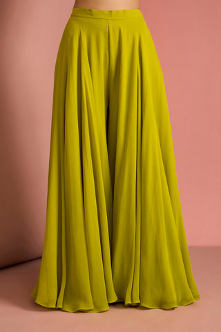 Zestara Lime Embroidered Sharara Set