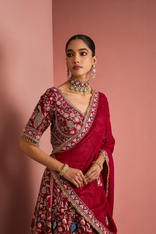Gulnaar Noor Bridal Lehenga Set - Maroon