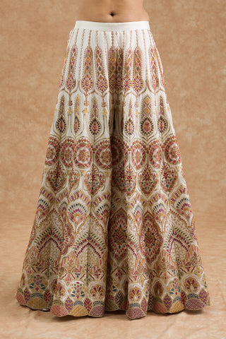 Off White Chinon Multocolored Thread Work Sharara Set
