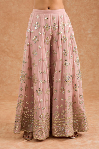 Pink Georgette Gota Applique Sharara Kurti Set
