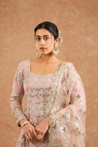 Pink Georgette Gota Applique Sharara Kurti Set
