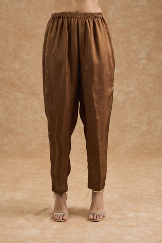 Brown Ombre Opara Silk Hand Embroidered Kurta Set