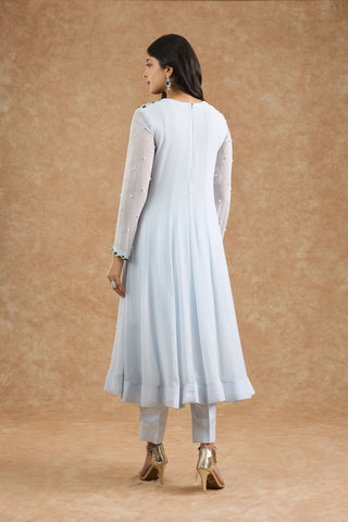 Light Blue Georgette Applique Work Anarkali Set