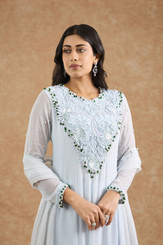 Light Blue Georgette Applique Work Anarkali Set
