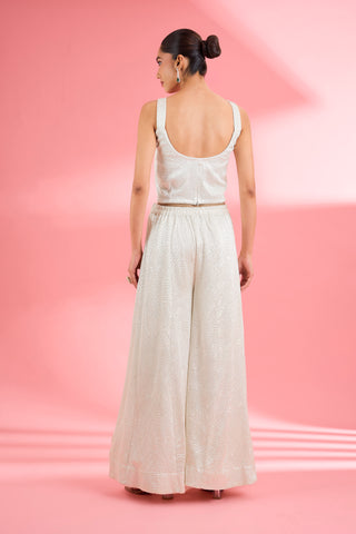 IVORY  GEORGETTE SHARARA  SET WITH THREAD AND SEQUIN WORK