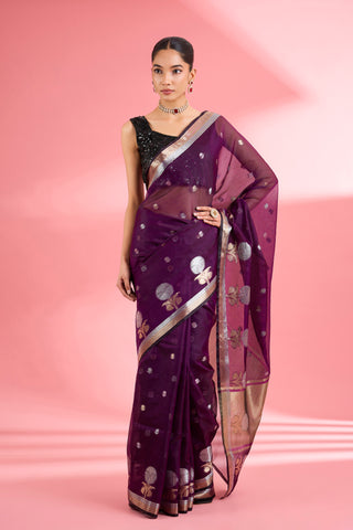 WINE COLOUR  PREMIUM KOTA DORIA SILK SAREE AND BLOUSE PIECE