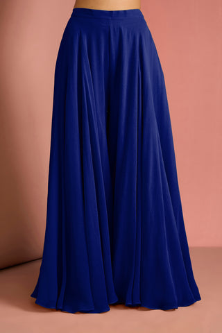 DARK BLUE CREPE BEAD WORK SHARARA SET